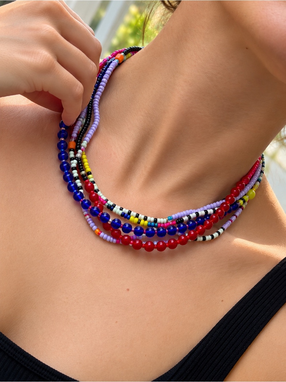 Colorful Multistrand Beaded Necklace – Women Jewelry